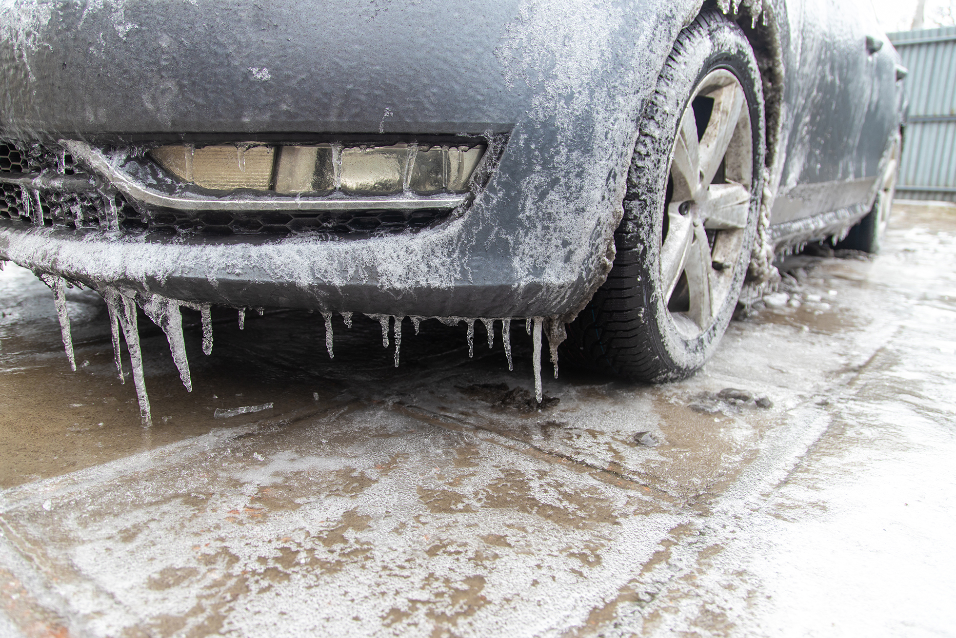 Car covered in ice