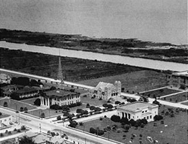 Historical aerial photograph of the LSCPA campus.